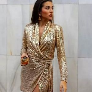 Zara Gold Wrap Dress